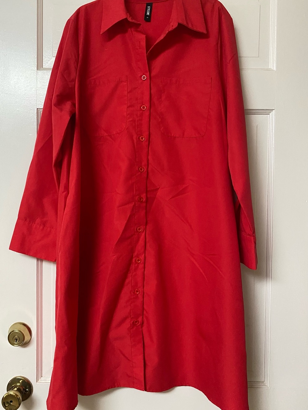 STYLEWE Red Button-Down Midi Shirt Dress